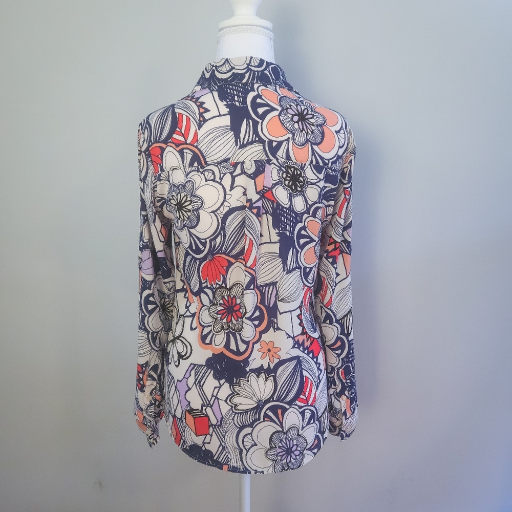 Express Portofino XS Slim Fit Floral Abstract Button-Down Shirt Multicolor - Picture 5 of 8